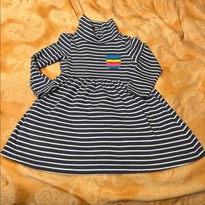 Mini Boden Navy and White Striped Turtleneck play dress
